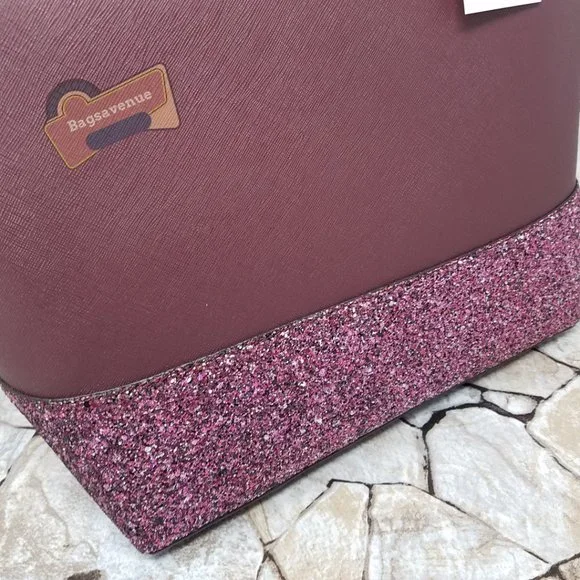 #bagsavenue Penny Greta Court Cherrywood Glitter Maroon Glitter Tote Kate Spade - Picture 10 of 14